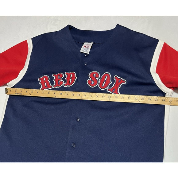 Boston Red Sox Baseball Jersey Button Up Mens XL Blue True Fan MLB Genuine - Picture 7 of 11